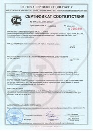 Сертификат соответствия ГОСТ 55934-2013 от 2019 г.